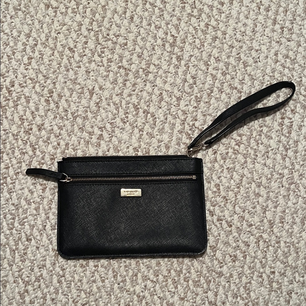 Kate Spade Black Wristlet with Gold Accents